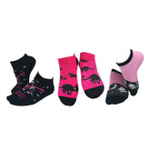 Emily the Strange Fun Casual Pink Black Cat Ankle No-Show Socks - 3 Pair (Adult Size)